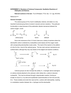 EXPERIMENT 6: Reactions of Carbonyl Compounds: Qualitative
