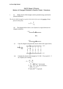 Worksheet - Motion of Charged Particles in Electric Fields 1 Solution