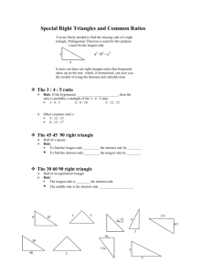 Special Right Triangles and Common Ratios