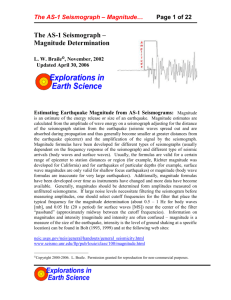 The AS-1 Seismograph – Magnitude Determination and Calibration