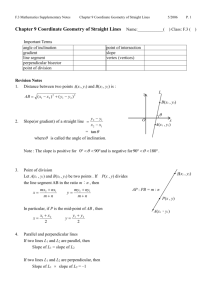 Chapter 9 Coordinate Geometry of Straight Lines Name