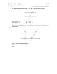 JMAP Worksheets by Topic ANGLES: Angles Involving Parallel Lines