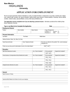 application for employment - New Mexico Highlands University