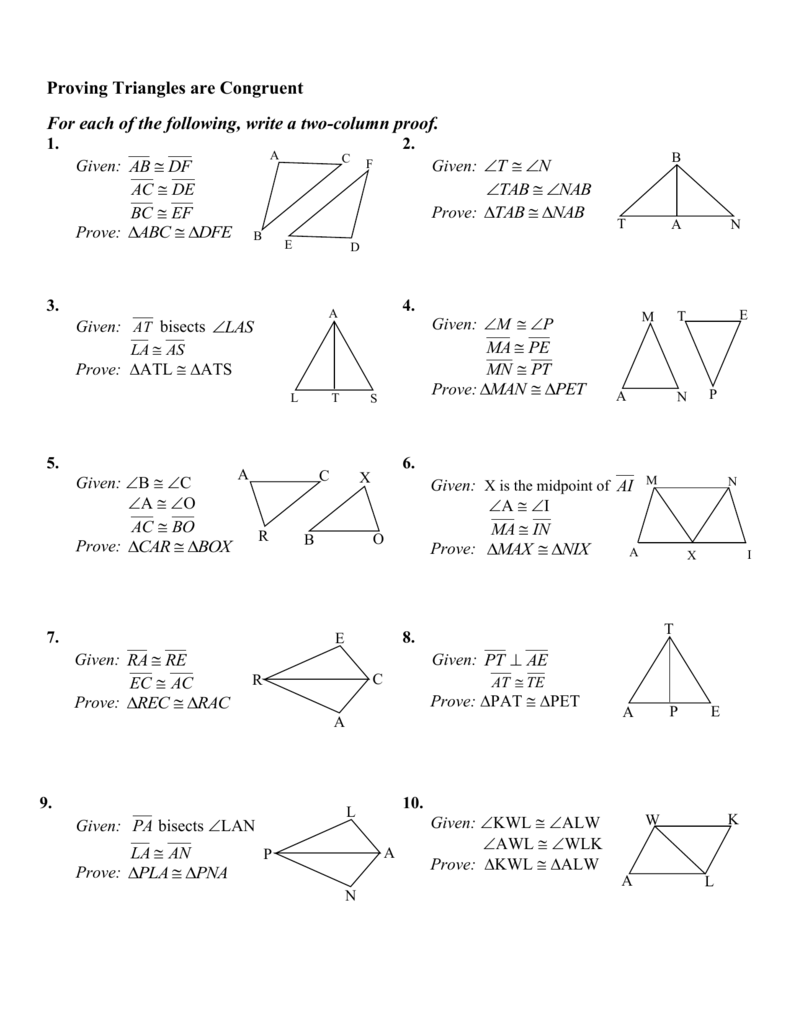 WS: Two-Column Proofs