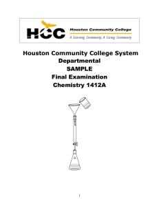1412 chem final sample exam - HCC Southwest College