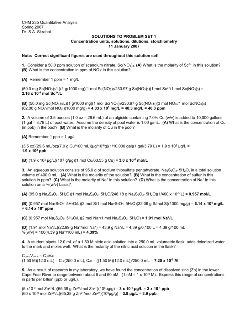 Chm 235 Quantitative Analysis