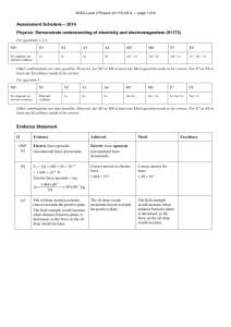 NCEA Level 2 Physics (91173) 2014 Assessment Schedule