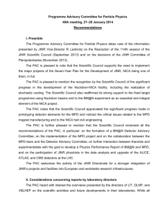 Recommendations, 40th meeting, PAC for Particle Physics