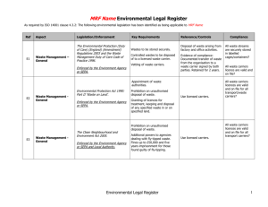 Environmental Legal Register