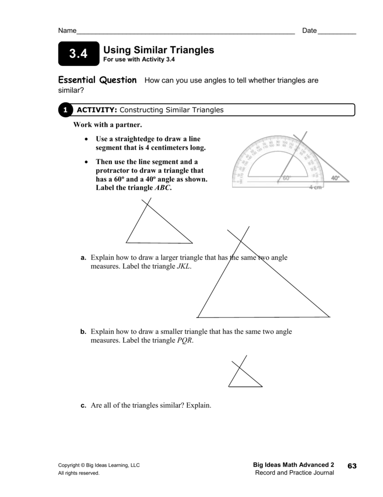 adv 3_4 journal answers using similar triangles wb p_63