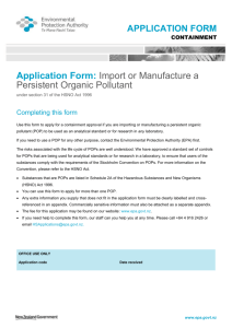 Application Form: Import or Manufacture a Persistent Organic Pollutant