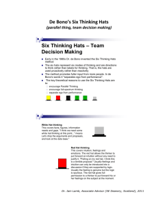 SIX THINKING HATS – TEAM DECISION MAKING – PARALLEL