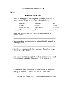 Water Pollution Worksheet