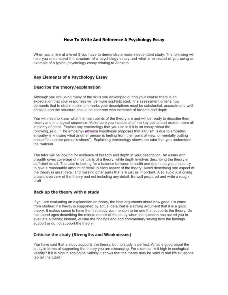 a level psychology essay structure