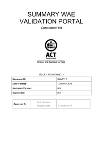 Summary WAE Validation Portal Consultants Kit