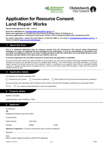 Application for Resource Consent: Land Repir Works