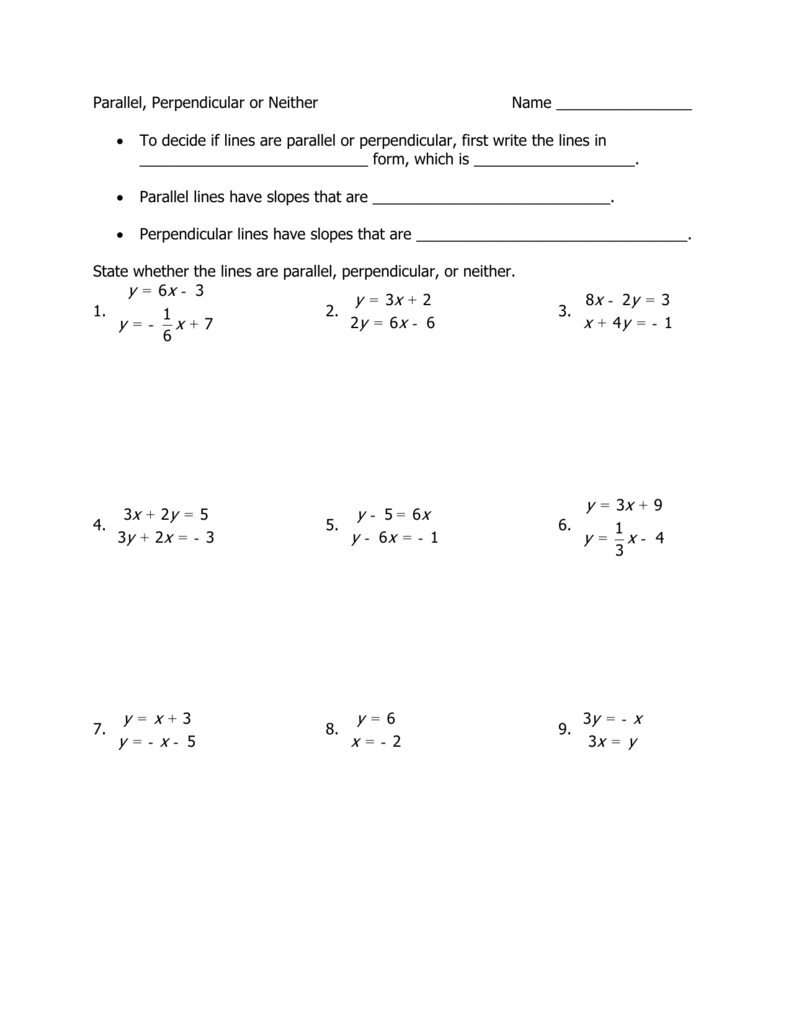 Parallel Perpendicular Or Neither