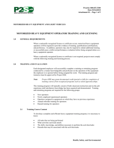 Motorized Heavy Equipment and Light Vehicles