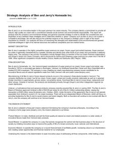 Strategic Analysis of Ben and Jerry`s Homeade Inc