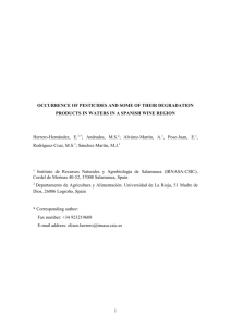 Occurrence of pesticides and some of their degradation products in