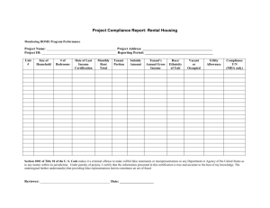 Project Compliance Report: Rental Housing Monitoring HOME