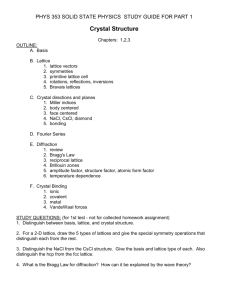 PHYS 353 SOLID STATE PHYSICS STUDY GUIDE FOR PART 1