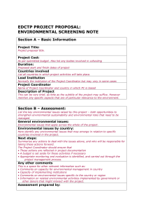 Annotated Environmental Screening Note (ESN)