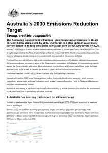 Australia`s 2030 Emission Reduction Target