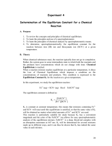 Determination of the Equilibrium Constant for a Chemical Reaction
