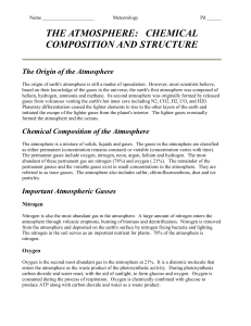 THE ATMOSPHERE: CHEMICAL COMPOSITION AND STRUCTURE