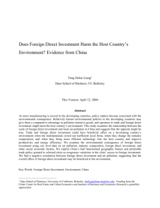 Does Foreign Direct Investment Harm Host Country Environment