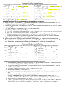 Dimensional Analysis Worksheet-KEY
