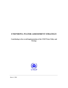 UNEP/DEWA WATER ASSESSMENT STRATEGY