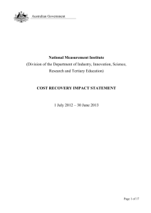 Cost Recovery Impact Statement - National Measurement Institute