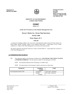 authorised discharges - Ministry of Environment