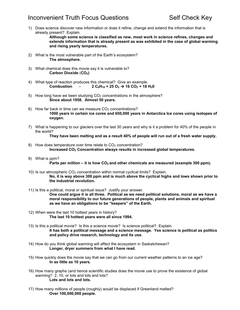 An Inconvenient Truth Worksheet