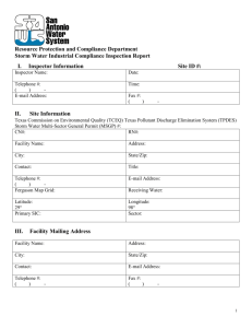 Storm Water Industrial Compliance Inspection Report