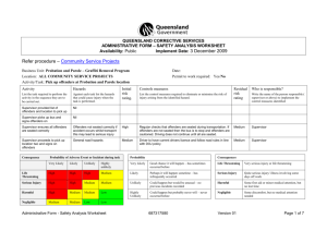 Safety Analysis Worksheet - Queensland Corrective Services