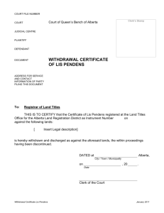 Withdrawal Certificate of Lis Pendens