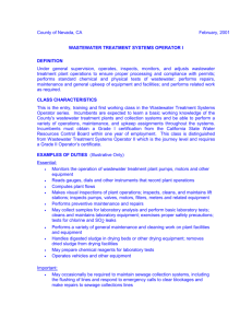 Wastewater Treatment System Operator I