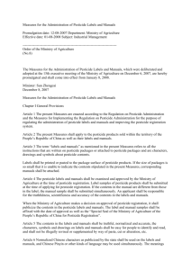 Measures for the Administration of Pesticide Labels and