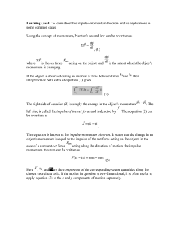impulsive force model worksheet 1 answer