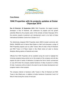 Press release on RAK Properties Participation at Cityscape Dubai