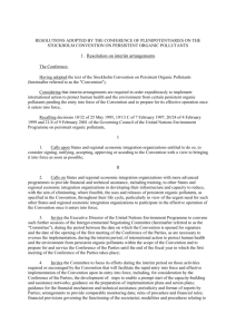 Appendix I - Stockholm Convention on Persistent Organic Pollutants