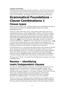 Grammatical Foundations – Clause Combinations 1