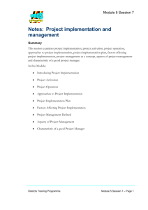 Notes: Project Implementation & Management