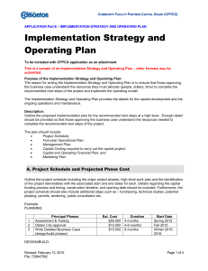 Implementation Strategy and Operating Plan