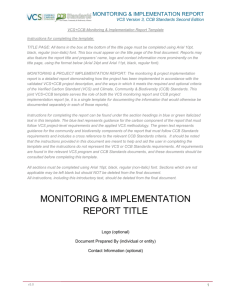 VCS+CCB Monitoring & Implementation Report Template