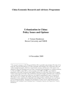 Urbanization in China: Policy Issues and Options