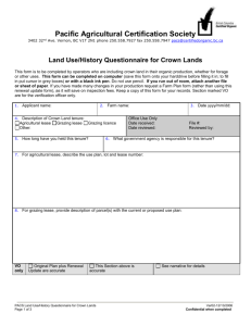 Land Use/History Questionnaire for Crown Lands